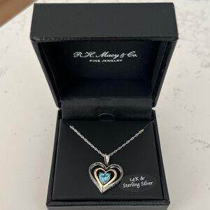 Sterling Silver and 14K Gold Heart Necklace